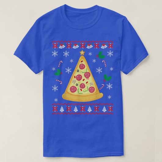 Pizza kerstboom Ugly KerstSweater Funny T-shirt (Design voorkant)