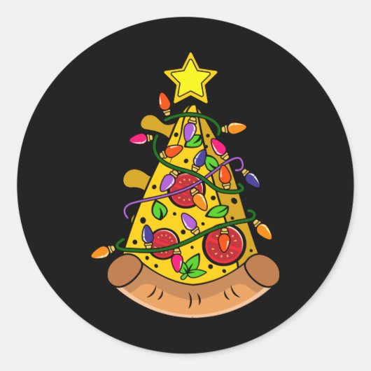 Pizza-kerstboomcadeautjes, grappige Pizza-kostuums Ronde Sticker (Voorkant)