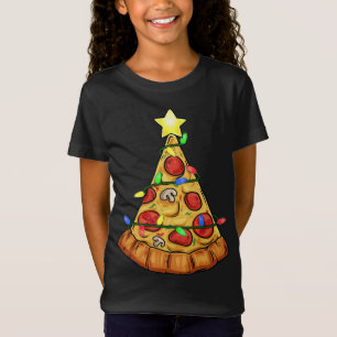 Pizza kerstboomlampjes Funny Boys Kinder kerstmis T-shirt