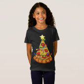 Pizza kerstboomlampjes Funny Boys Kinder kerstmis T-shirt (Voorkant volledig)