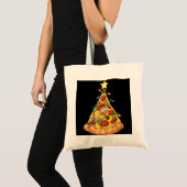 Pizza kerstboomlampjes met Mannen Tote Bag (Voorkant (product))