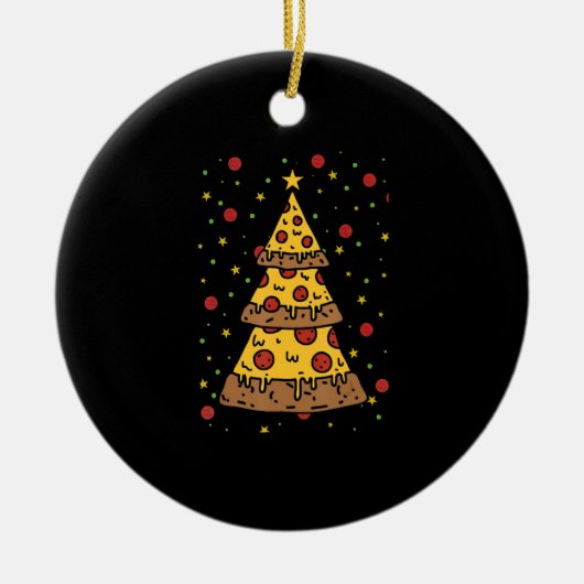 Pizza Kerstboomverlichting Kerst mannen Jongens Keramisch Ornament (Voorkant)