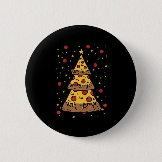 Pizza Kerstboomverlichting Kerst mannen Jongens Ronde Button 5,7 Cm (Voorkant)