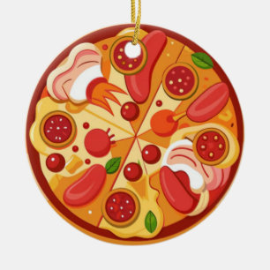 Pizza Kerstmis, Grappige Foodie, Witte Olifant Cad Keramisch Ornament