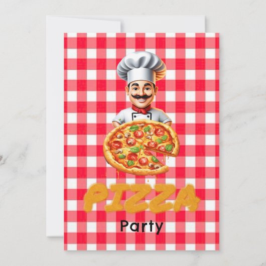 Pizza Kinder’ verjaardagsfeestje Kaart (Achterkant)