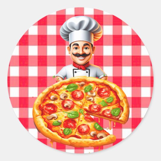 Pizza Kinder’ verjaardagsfeestje Ronde Sticker (Voorkant)
