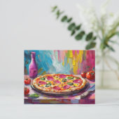 Pizza Kleurrijke Moderne Abstracte Kunst Briefkaart (Staand voorkant)