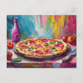 Pizza Kleurrijke Moderne Abstracte Kunst Briefkaart (Voorkant)