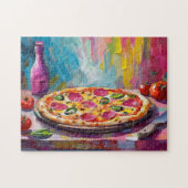 Pizza Kleurrijke Moderne Abstracte Kunst Legpuzzel (Horizontaal)