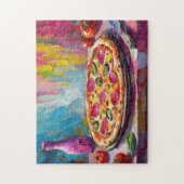 Pizza Kleurrijke Moderne Abstracte Kunst Legpuzzel (Verticaal)
