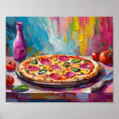 Pizza Kleurrijke Moderne Abstracte Kunst Poster (Voorkant)