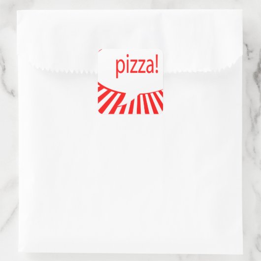 pizza! : komische bel vierkante sticker (Tas)