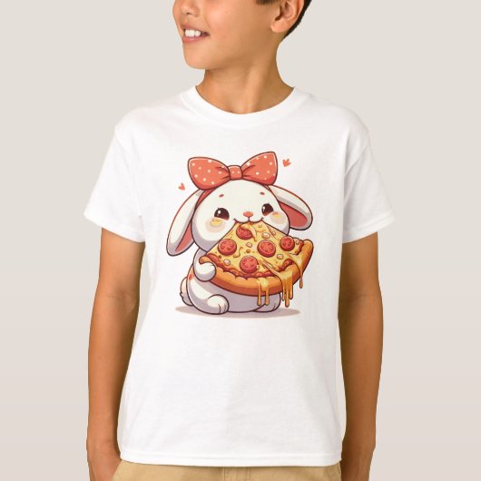 Pizza Konijn Grappig Konijn T-shirt (Voorkant)