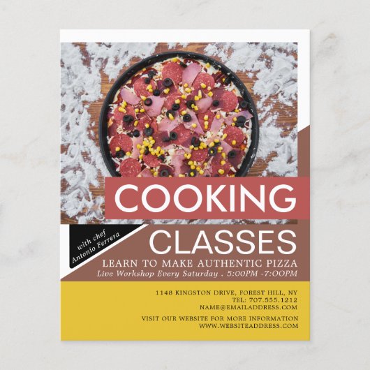 Pizza, kookklassen, vers, Adverteren Flyer (Voorkant)