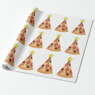 pizza lelijke kerstboom grappig cadeaupapier