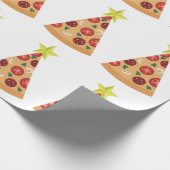 pizza lelijke kerstboom grappig cadeaupapier (Hoek)