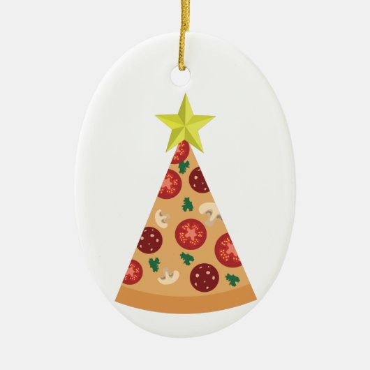 pizza lelijke kerstboom grappig keramisch ornament (Voorkant)