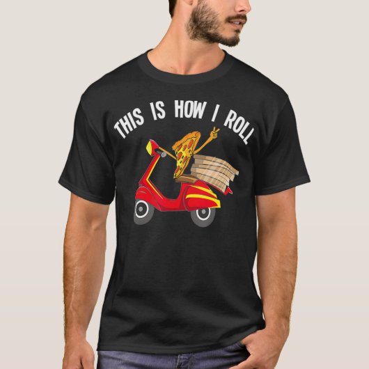 Pizza levering Guy Gift Idee Grappige Scooter Driv T-shirt (Voorkant)
