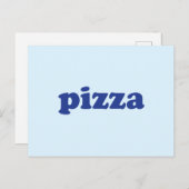 Pizza lichtblauw moderne typografie grappig briefkaart (Voorkant / Achterkant)
