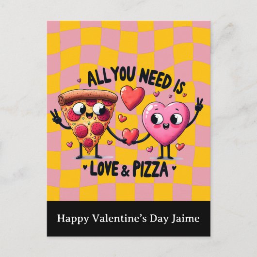 Pizza Liefde Valentijnsdag Postkaart (Voorkant)