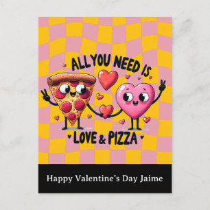 Pizza Liefde Valentijnsdag Postkaart Feestdagenkaart