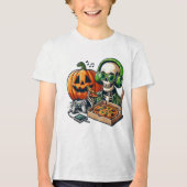 Pizza-liefhebbend skelet: Gamen, Kaas Overload Tri-Blend Shirt (Voorkant)