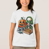 Pizza-liefhebbend skelet: Gamen, Kaas Overload Tri-Blend Shirt (Voorkant)