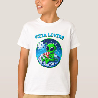 Pizza-liefhebbende alien op de maan | Fun Cosmic T-shirt
