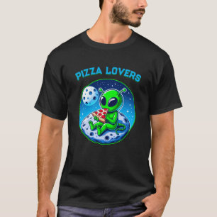 Pizza-liefhebbende alien op de maan Fun Cosmic T-shirt