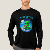 Pizza-liefhebbende alien op de maan | Fun Cosmic Tri-Blend Shirt (Voorkant volledig)