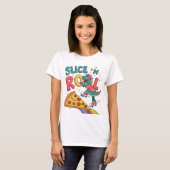 Pizza liefhebber Vrouw Dinasour Eet T-shirt (Voorkant volledig)
