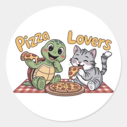 Pizza-liefhebbers Ronde Sticker (Voorkant)