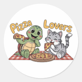 Pizza-liefhebbers Ronde Sticker