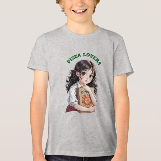 Pizza-liefhebbers Tri-Blend Shirt (Voorkant)