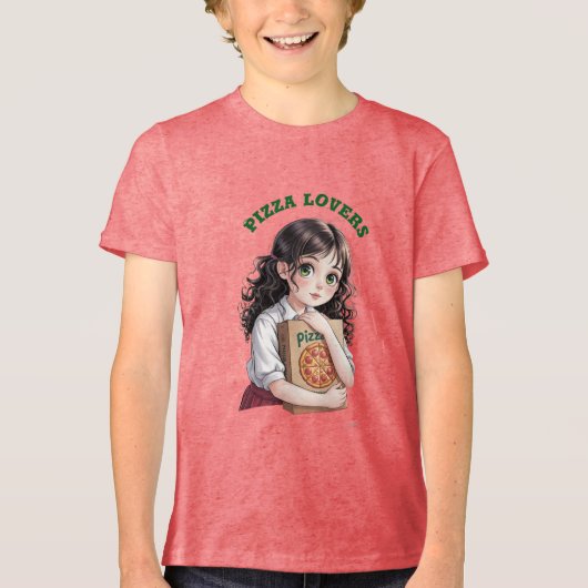 Pizza-liefhebbers Tri-Blend Shirt (Voorkant)