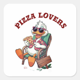 Pizza-liefhebbers Vierkante Sticker