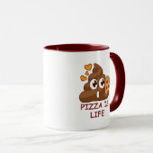 Pizza Life Poop Emoji Mok (Voorkant rechts)