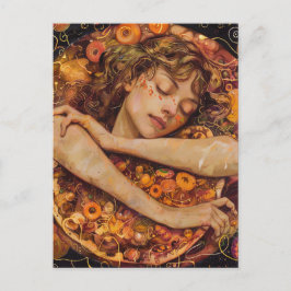 Pizza Love Faux Klimt Briefkaart