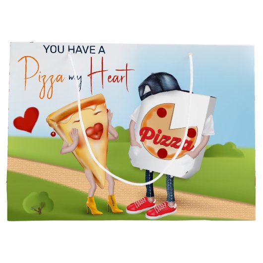 Pizza Love Grappig Groot Cadeauzakje (Achterkant)