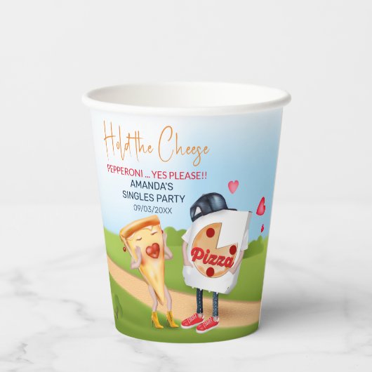 Pizza Love Grappig Papieren Bekers (Achterkant)