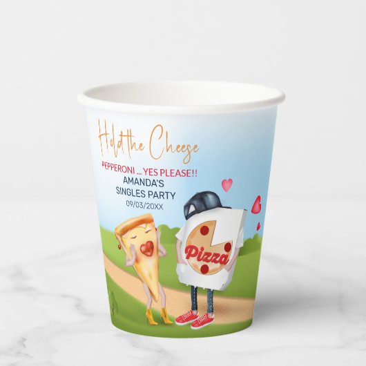 Pizza Love Grappig Papieren Bekers (Voorkant)