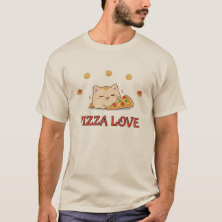 Pizza Love – Kawaii Kat met Pizza T-shirt