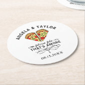 Pizza Love Trendy Wedding Monogram Date Ronde Kartonnen Onderzetter (Gebogen)