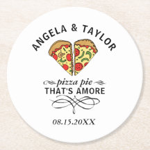 Pizza Love Trendy Wedding Monogram Date