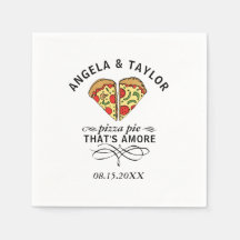 Pizza Love Trendy Wedding Monogram Date
