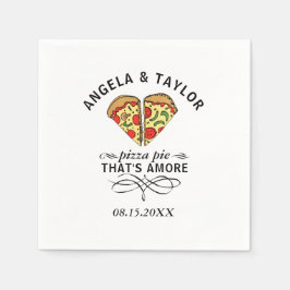 Pizza Love Trendy Wedding Monogram Date Servet