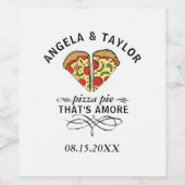 Pizza Love Trendy Wedding Monogram Date Wijn Etiket (Enkel label)