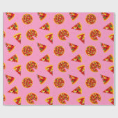 Pizza Lover Cartoon Pizzas Patterned Cadeaupapier (Vlak)