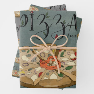 Pizza Lover Gift Wrap - reeks 3 Inpakpapier Vel