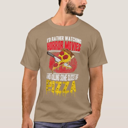Pizza Lover Id Rather Be Watching Horror Moviesank T-shirt (Voorkant)